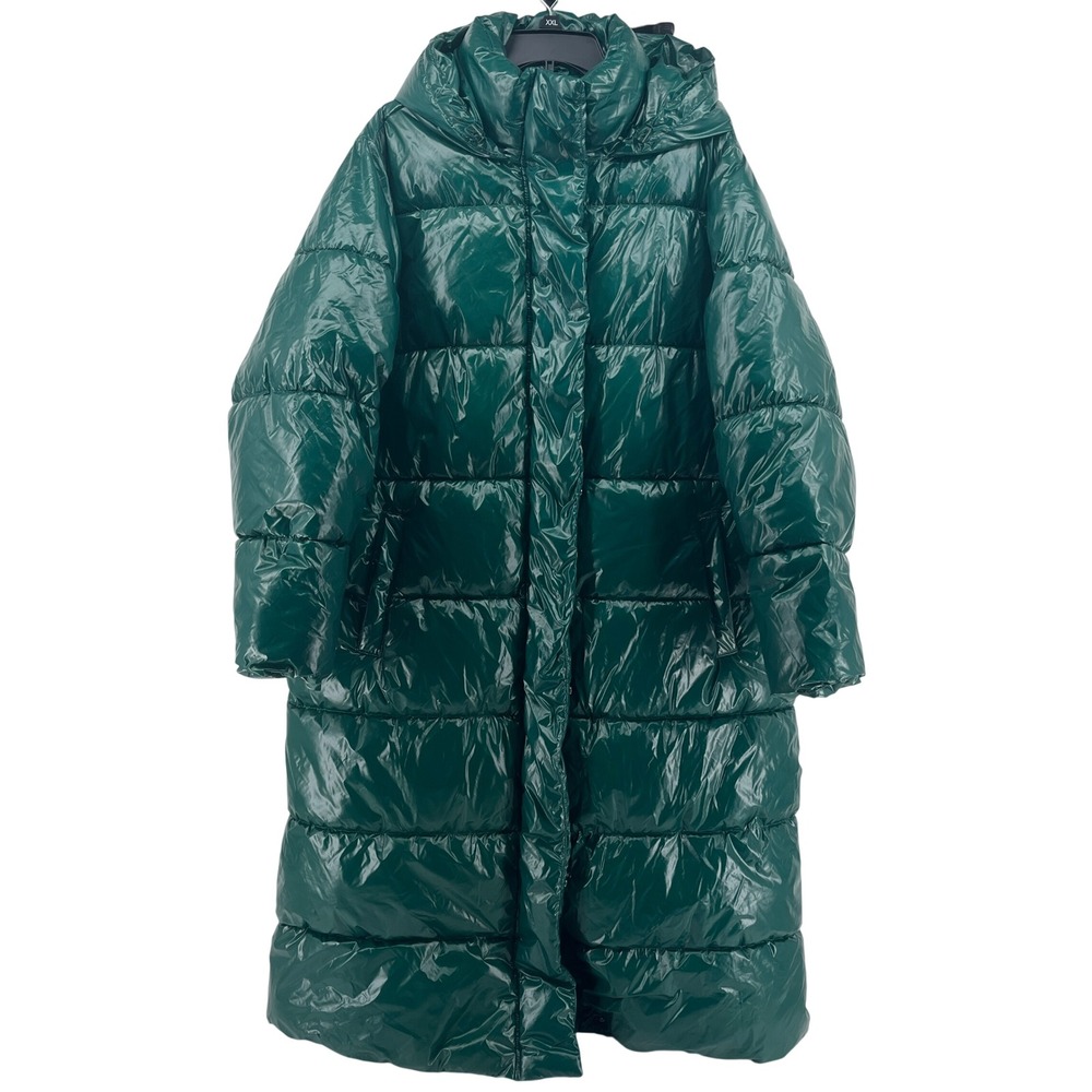A New Day Green Glossy Longline Puffer Coat Water Resistant XXL VN1119796